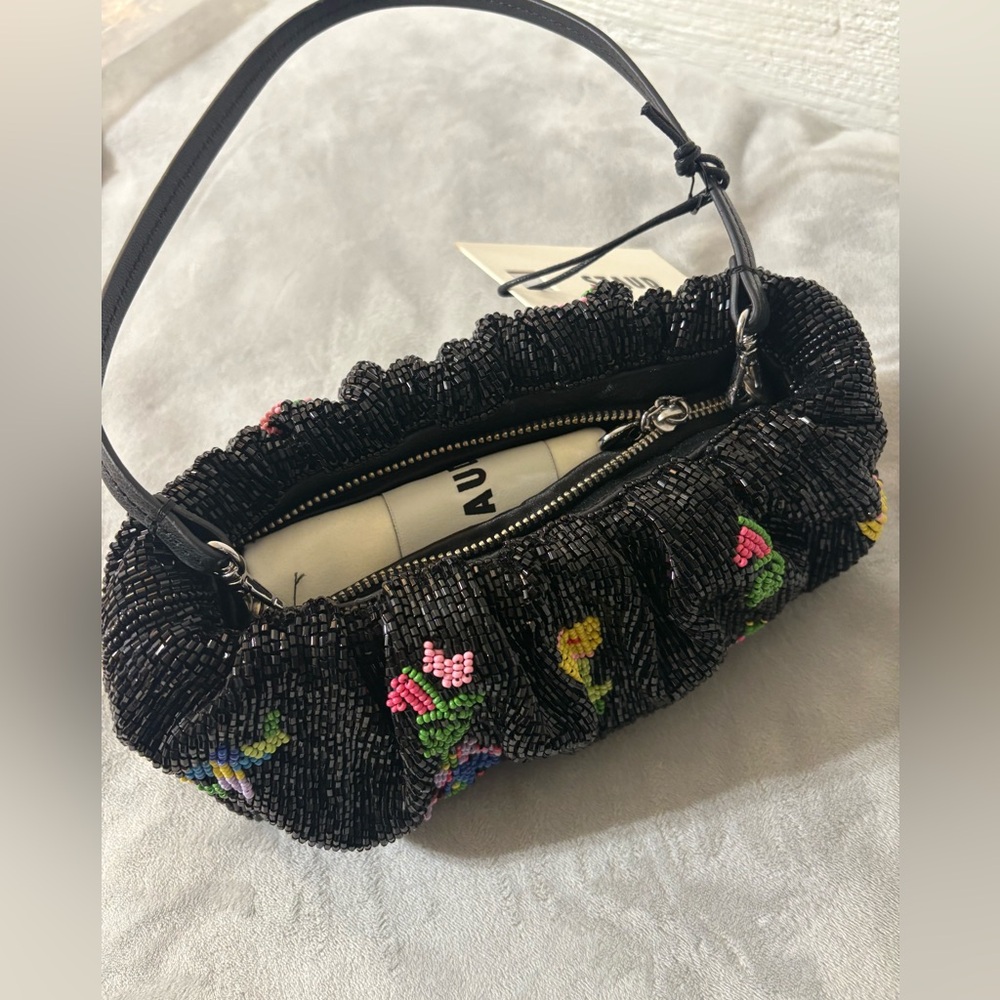 STAUD Beaded Bean Convertible Clutch Bag in First Bloom Night MSRP$295 FUN&CHIC - Picture 3 of 9